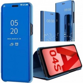 Coque pour Samsung A04s Bleu, Mirror Effet Smart Case Rabat Flip