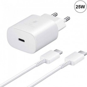 Pack Chargeur Rapide 25W Blanc Type-C + Câble Type-C pour Samsung Galaxy