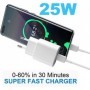 Pack Chargeur 25W Blanc Type-C + Câble Type-C pour Samsung Galaxy S21