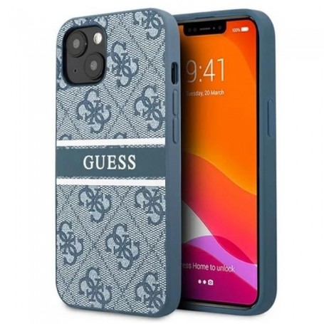 Coque GUESS avec Monogramme & Bande Imprimée pour iPhone 13 (Bleu)