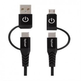 KEYOUEST - MICRO USB + USB TYPE C PREMIUM - Couleur:Noir