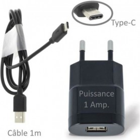 Chargeur Secteur USB 1A + Câble Type-C Pour XIAOMI Mi A3 - Mi 9T Pro