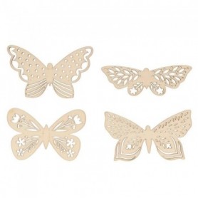 Lot de 4 silhouettes de papillons en bois
