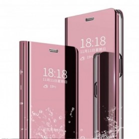 Etui pour Samsung Note 10 Lite Folio stand effet miroir rose