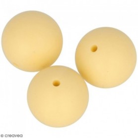 Lot de perles rondes en silicone - 15 mm - Jaune - 3 pcs