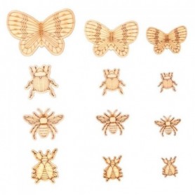 35 mini décorations insectes en bois