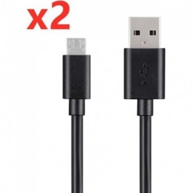 2 Câbles Chargeur Micro USB - 1M - Noir