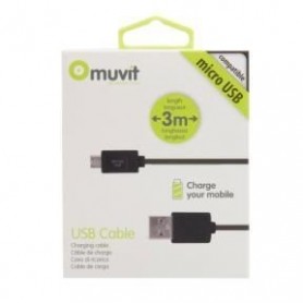 Muvit cable usb 3m 2a compatible avec micro usb