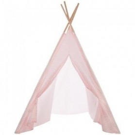 Tipi déco pour enfant en bois et polyester coloris rose - Dim : L 120