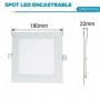 Spot Encastrable LED Carre Downlight Panel Extra-Plat 15W Blanc Neutre