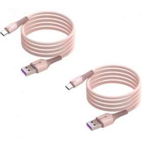 Cables X2 USB-Type C Charge Rapide 3A Silicone Rose 2m Pour Samsung A13