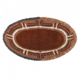 Tapis ovale ethnique laine Karibu marron - 80 x 140 cm