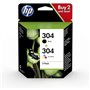 HP 304 Pack de 2 cartouches d'encre noire et trois couleurs authentiqu