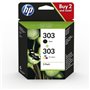 HP 303 Pack de 2 cartouches d'encre noire et trois couleurs authentiqu