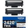 Pack de 2 Toners TN2420TWIN-BROTHER-Noir-2x3000 p.-DCP-L2510. L2530. L