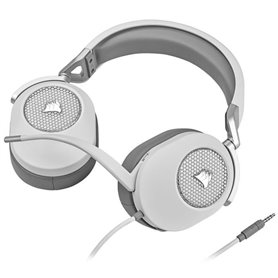Casque gaming CORSAIR HS65 SURROUND - Blanc. son surround Dolby Audio 