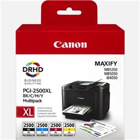 Pack de 4 cartouches d'encre PGI-2500 XL grande capacité Canon - Noir/