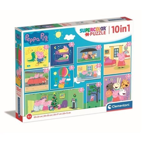 Clementoni -Puzzle 10 en 1 - Peppa Pig