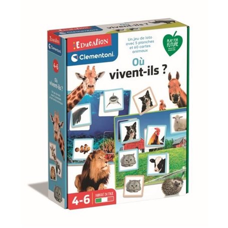 Clementoni - Jeu d'Apprentissage - Jeu de Loto - Monde des Animaux - D
