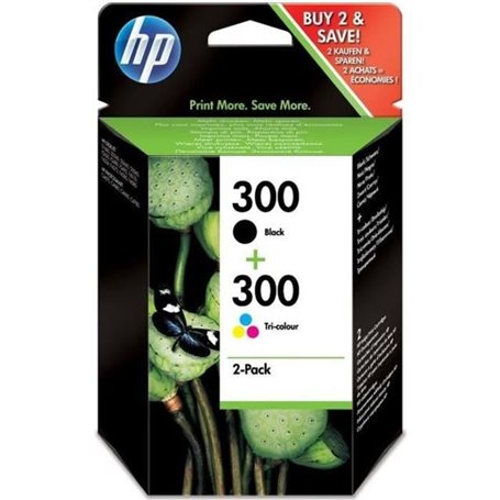 HP 300 Pack de 2 cartouches d'encre noire et trois couleurs authentiqu