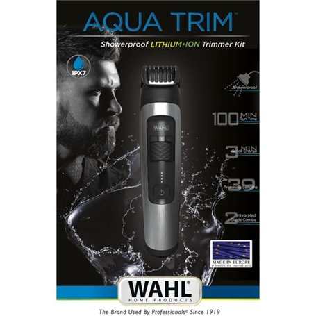 Tondeuse Barbe WAHL Aqua Trim - sans fil - batterie lithium ion - étan