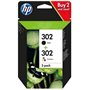 HP 302 Pack de 2 cartouches d'encre noire et trois couleurs authentiqu