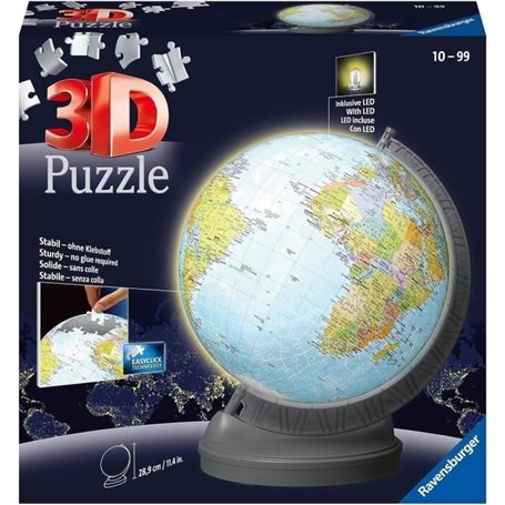 Puzzle 3D Ball éducatif - Globe terrestre lumineux - A partir de 10 an