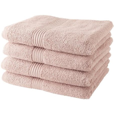 TODAY Lot de 4 Serviettes de Bain 100% coton - 50x100 cm - Rose des sa