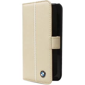 Etui à rabat BMW en cuir beige pour iPhone 4/4S