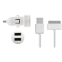 Mini chargeur allume-cigare blanc 2A connectique 30 broches Apple