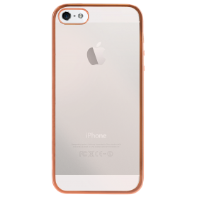 Coque semi-rigide transparente et contour métal rose pour iPhone 5/5S/