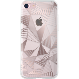 Coque semi-rigide transparente triangles rose doré pour iPhone SE (202