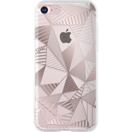 Coque semi-rigide transparente triangles rose doré pour iPhone SE (202