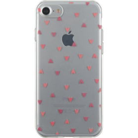 Coque semi-rigide transparente petits coeurs rouges pour iPhone SE (20