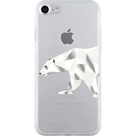 Coque semi-rigide transparente ours polaire pour iPhone SE (2020)/8/7