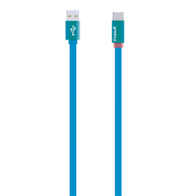 Câble plat bleu USB C/USB avec indicateur de charge