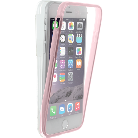 Coque intégrale 360° Colorblock transparente et rose pour iPhone 6/6S/