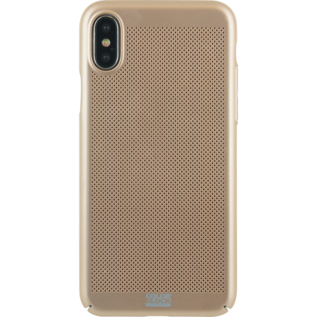 Coque rigide perforée dorée Colorblock pour iPhone X/XS