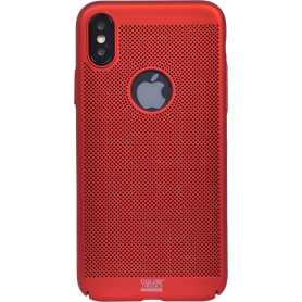 Coque rigide perforée rouge Colorblock pour iPhone X/XS