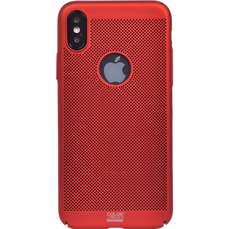 Coque rigide perforée rouge Colorblock pour iPhone X/XS