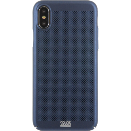 Coque rigide perforée bleue Colorblock pour iPhone X/XS