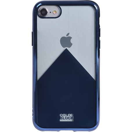 Coque souple transparente et métal bleu Colorblock pour iPhone SE (202