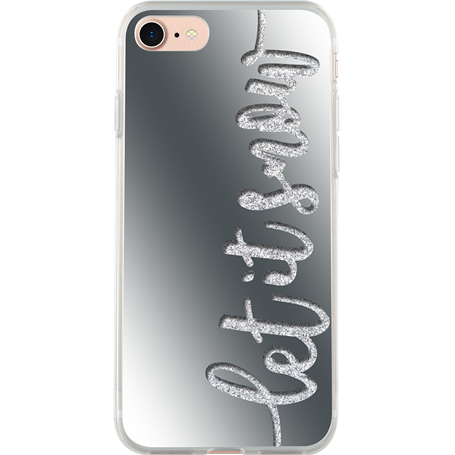 Coque rigide effet miroir et pailletée Let it snow pour iPhone SE (202