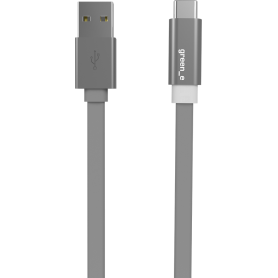 Câble plat gris USB C/USB green_e avec indicateur de charge par LED