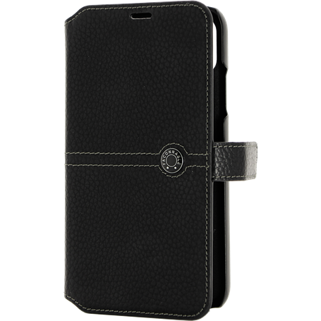 Folio Sellier Bouton laqué Noir pour iPhone XR Faconnable
