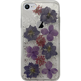 Coque semi-rigide transparente avec fleurs violettes pour iPhone IP SE