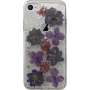 Coque semi-rigide transparente avec fleurs violettes pour iPhone IP SE
