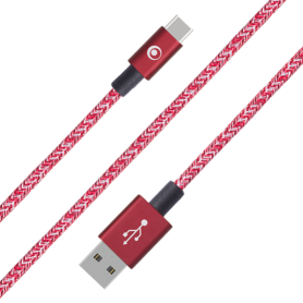 Câble Tissé USB A/USB C 2m Rouge Burgundy - 3A Bigben