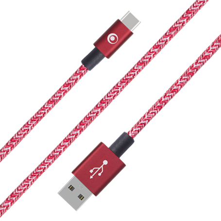 Câble Tissé USB A/USB C 2m Rouge Burgundy - 3A Bigben