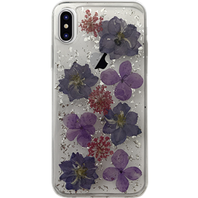 Coque semi-rigide transparente avec fleurs violettes pour iPhone iPhon